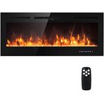 KOTEK 50" Recessed Electric Fireplace, in-Wall & Wall Mounted Fireplace Heater w/ 9 Flame Colors, 5 Brightness Settings, Remote Control with 8H Timer, Fireplace Insert for Indoor Use (50")