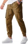 JMIERR Cargo Joggers Pants Men Relaxed Fit Light Weight Casual Elastic Waist Drawstring Stretch Tapered Workout Sweatpants with Pockets, 2XL, Brown