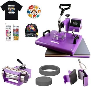 BetterSub 5 in 1 Heat Press Machine 12x15 inch, Industrial-Quality Sublimation Press with 30oz Tumbler Attachment & Curved Hat Plate, 360° Swivel Design for T-Shirts, Vinyl, DTF Film - Purple