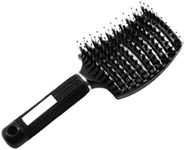 UTSAUTO Boar Bristle Hair Brush, Professional Curved Vented Curly Hair Detangling Brush for Women, Men, Paddle Detangling Brush for Wet Dry Curly Thick Straight Hair, (Black)