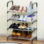 Lukzer Free-Standing Metal Shoe Rack – Elegant and Compact Entryway Storage, – Efficient Footwear Organizer for Any Home (4 Layers)