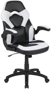 Flash Furniture X10 Silla para juegos y PC, oficina, ergonómica, ajustable, con respaldo, blanca y negra, LeatherSoft