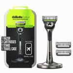 Gillette Mens Razor with Exfoliating Bar by GilletteLabs, Shaving Kit for Men, Includes 1 Handle, 3 Razor Blade Refills, 1 Premium Magnetic Stand, 1 Travel Case