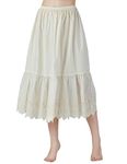 BEAUTELICATE Half Slip Underskirt for Women 100% Cotton A-line Petticoat with Lace Embroidery Summer Skirt Extender Anti-static Underslips(Anglaise Lace - Cream - 80cm, M)