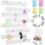 Vuzvuv 8Pcs White Cork Board Bar Strips with 50 Pushpins & Sticky Notes, Self-Adhesive Bulletin Board Strips No Damage for Wall, Felt Pin Board for Paste Notes, Photos, Schedules Office Decor