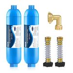 RV Inline/Marine Water Filter with Flexible Hose Protector, NSF Certified, Dedicated for Gardening, RVs, Campers, Trailer, Compatible with Camco 40043 KDF Filter (2 Packs)