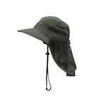GOKYO Kaza Sun Cap with Neck Cover Smart Dry Fit Ultralight hat for Trekking Outdoors with neck cover - Olive