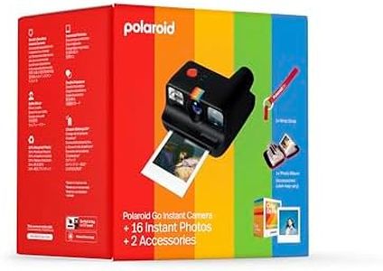 Polaroid Go Generation 2 - Mini Instant Camera Black + Film Bundle (16 Photos Included) and Go Accessories (Photo Album + Wrist Strap) Random Colour for Accessories - 6541