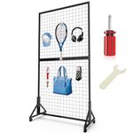 Grid Wall Panels- 3' x 6', Grid Wall with wheels, display rack includes wrencher, screwdriver and assembly manual, gridwall, gridwall panel, wire grid panel, display racks for craft shows, art display