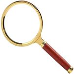 URBAN BOX 10x Magnifying Glass Handheld Magnifier for Reading Magnifying Glasses, with Removable Wooden Handle and Metal Frame for Book and Newspaper Reading, Insect and Hobby Observation,Map(80 MM)