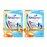 AptaGrow Milk Drink Powder for Kid s Height Gain, Immunity & Brain Development, Nutritious & Tasty Vanilla Flavor, 400g | 37 Nutrients | Prebiotics | Low Fat | Veg | Pack of 2