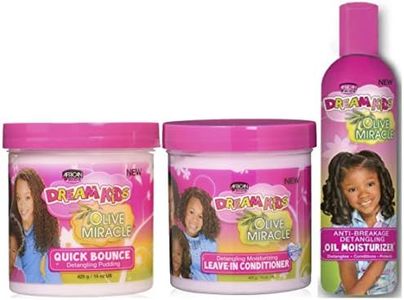 African Pride Dream Kids Olive Miracle Quick Bounce Detangling Pudding, Leave-In Conditioner & Anti-Breakage Oil Moisturizer