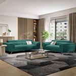 Wakefit 5 Seater Aqua Blue Pine Wood Sectional Sofa Set, L-Shaped, 218 cm x 104 cm x 94 cm, 5 Year Warranty