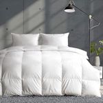 APSMILE Lightweight Feathers Down Comforter Oversized King, Cooling Feathers Down Duvet for Warm Weather -100% Organic Cotton, High Fill Power Thin Summer Duvet Insert (Ivory White, 120x98)