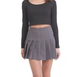 Yanhalo Womens Girls High Waist Pleated Skater Skirt Short Tennis School Mini A Line Flare Skort Grey