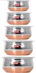 Nirvika Stainless Steel Handi Set Copper Bottom Handi with Lid Kitchen Serving,Cooking Bowl cookware Set Handi Set 5-Pieces (without lid) Size:- 500ml, 750ml, 1000ml, 1500 ml, 2000 ml