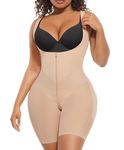 FeelinGirl Fajas Colombianas Moldeadoras Butt Lifting Shapewear Tummy Control Postpartum Faja Body Shaper with Zipper Crotch, Beige XL