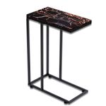 SG Traders C Shaped Side Table Coffee Table End Table Under Sofa Living Room Table Snack Laptop Holder Stable Metal Frame for Bedroom Office Sofa Bed Side Table Easy to assemble (Black Rose Gold)