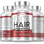 DHT Blocker Elite Hair, Hair Growth Supplement | #1 Advanced Hair Supplements for Women & Men | DHT Blocker Tablets Hair Growth Vitamins | 90 Capsules 16 Ingredients in 1