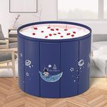 KELIXU Portable Bathtub Foldable Bathing Tub for Adult, Hot & Ice Folding Bath Tub Without Installation, Freestanding Soaking Tub Keep Temperature for Home/Shower Stall/SPA, Φ 80cm x 65cm H, Blue