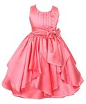 Fairy Dolls Girls Knee Length Satin Dress (12-18 Months, Coral)