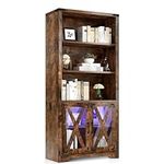 YITAHOME Bookcase with Doors&LED Li