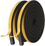 Weather Stripping Door Seal Strip,High Density Foam Tape,Doors and Windows Insulation Soundproofing Weatherproof,Self Adhesive Rubber Weatherstrip Door Seal Strip (1/2''W X 1/2''T X 13'L)