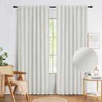 Abstractex Cream White Total Blackout Curtains 90 Inch Long, Burlap Linen Textured Modern Thermal Insulated Rustic Farmhouse Back Tab Window Treatment for Bedroom Living Room Dining 52" W 2 Pcs