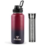 Fruitalite Thermosteel Fruit Infuser Water Bottle- 1000ml with Screw/Spout Lid, Steel Infusion Rod, Infused Detox Recipe eBook, Double-Wall Vacuum Insulated Stainless Steel Bottle- Dark Rainbow