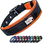 Black Rhino - The Comfort Collar Ultra Soft Neoprene Padded Dog Collar for All Breeds, Dog Collars for Large Dogs - Heavy Duty Adjustable Reflective Weatherproof (Large, Orange/Bl)