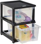 Amazon Brand - Solimo Plastic Multipurpose Modular Drawer, 2 Racks, Large, Transparent