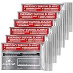 CLUSAZ 6 XL Emergency Blankets for Survival Gear, Mylar Space Blanket, Bushcraft Gear and Equipment, Thermal Kit for Tent Prepper, Bug out Bag Supplies Kits, Waterproof Solar Foil Blanket