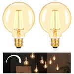 DSLebeen Dimmable E27 LED Vintage Light Bulbs 6W 600lm, G95 Edison Screw GLS Large Bulbs Decorative Filament Bulbs Amber Globe Glass Warm White Lighting 2700K 2-Pack