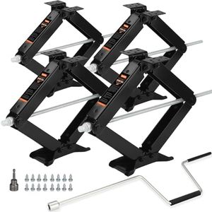OULEME 24" RV Camper Scissor Jack, Heavy Duty 9500 lbs Travel Trailer Leveling Stabilizer with Crank Handle & Drill Socket - Set of 4