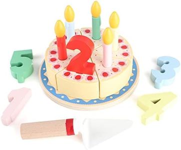 KABENFIS Giocattoli per torte di compleanno con taglio in legno Set di cibo per bambini e bambine