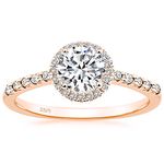 EAMTI 1.25CT 925 Rose Gold Sterling Silver Rings Round Halo CZ Engagement Rings for Women Cubic Zirconia Wedding Bands Promise Rings for Her Size 9