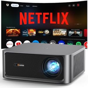 2500 ANSI Lumen Official Netflix Licensed 4K UHD Smart Projector, HAPPRUN Home Theater with Dolby Audio, Wi-Fi 6 & Bluetooth 5.2, Built-in Streaming Apps, Works with Smartphones, Indoor & Outdoor Use