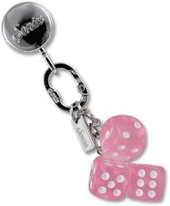 Sonix Phone Charm with Adhesive Hook | Smartphone Charm Hook with Carabiner Ring and Unique Charms | Pink Dice