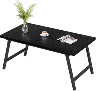 FAMIDGE Folding Coffee Table, Portable Floor Table Desk for Sitting on The Floor, No Assembly Low Coffee Table for Living Room, Home, Caravan and Outdoor Use, Black Wood, 39.4Lx19.7Wx16.5H