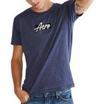 AEROPOSTALE Men's Box Logo Script Short Sleeve Tee, Victorian Blue, XS