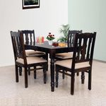 WOODY Furniture™ Dining Table 4 Seater with Chairs | 4 Seater Dining Set with Cushion Chair | Wooden Dining Set 4 Seater for Hotel Kitchen Restaurant | Modern Dining Room Set