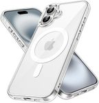 JETech Magnetic Case for iPhone 16 6.1-Inch Compatible with MagSafe, Shockproof Phone Bumper Cover, Anti-Scratch Clear Back (Clear)