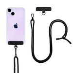 Smartish Phone Lanyard - Case Clinger - Universal iPhone Holder with Detachable Crossbody Shoulder Neck Strap Compatible with all Phone Cases - Adjustable Black Rope