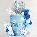 44 PCS Snowflake Cake Toppers Frozen Cake Toppers Blue Ball Cake Decoration for Wedding Decoration Supplies Christmas Winter Theme Birthday Party (snowflake)