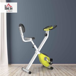HOMCOM Folding Exercise Bike – Compact Indoor Cardio, Yellow