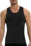 PODFAN Gynecomastia Compression Shirt for Men, Slimming Tank Top Undershirts, Mens Body Shaper Vest, Black, X-Large