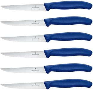 Victorinox, Set de Couteaux à Steak Swiss Classic, 6 Pièces, Lame très Tranchante, Tranchant Denté, 11 cm, Manche Synthétique Robuste, Acier Inoxydable, Bleu