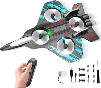 Magicwand 4 Rotor EPP Foam Jet Fighter Stunt RC Airplane with Automatic Balance System, for Beginners Aircraft Fighter with LED Lights【Random Color】【Pack of 1 RC Plane】