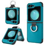 Telaso Samsung Galaxy Z Flip 5 Case, Z Flip 5 5G Case, Slim Fit 2 in 1 Full Body Rugged Shockproof Protection Cover with Ring Girls Women Boy Men Phone Case for Samsung Z Flip 5 6.7", Deep Blue/Black