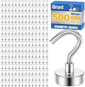 Grtard 500 Pcs Silver Magnetic Hooks Heavy Duty, 30LBS Strong Magnet Hooks